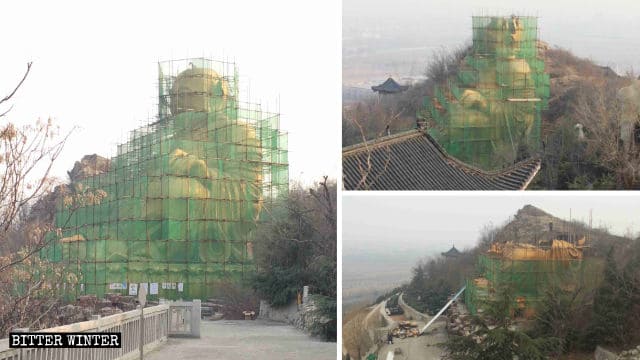 Tomó 17 días demoler la estatua de Maitreya del cementerio de Longfeng