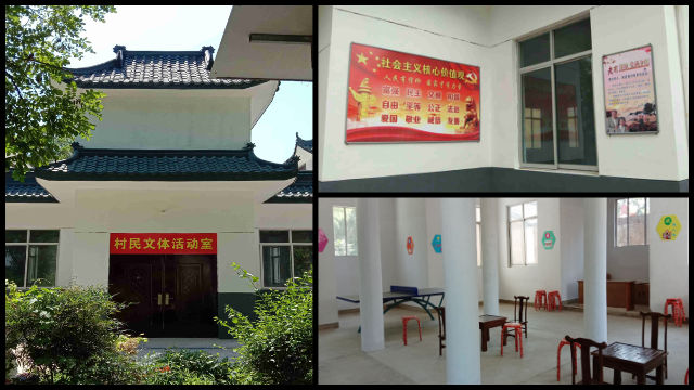 En el interior de una iglesia católica emplazada en la aldea de Luojiazhuang se colocaron suministros de entretenimiento.