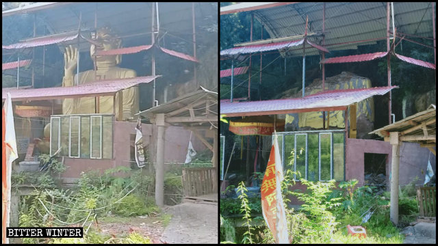 Una estatua budista de 8 metros de altura situada en el Templo de Longquan del poblado de Dade fue demolida.