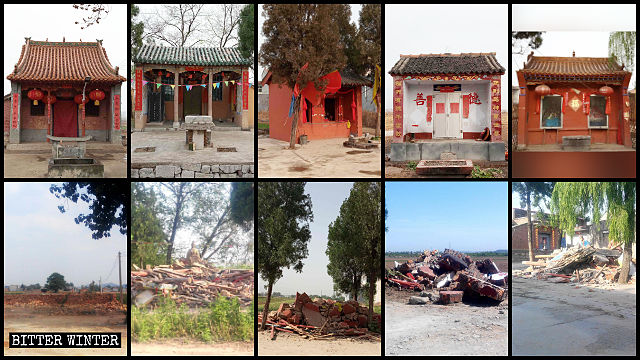 Una gran cantidad de templos emplazados en el poblado de Hejian fueron demolidos por la fuerza.
