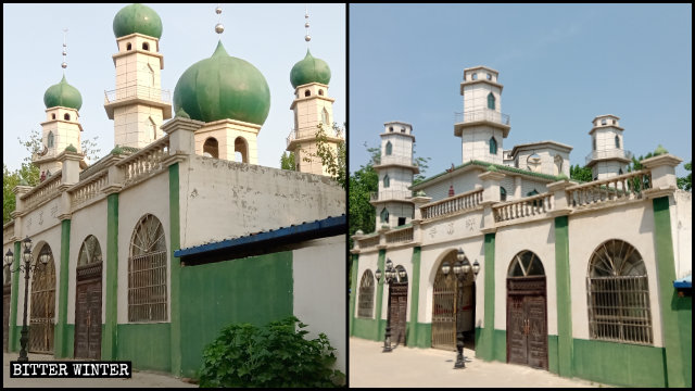 Una mezquita emplazada en el municipio de Chumiao del condado de Minquan fue despojada de cinco cúpulas que poseían símbolos de luna creciente y estrella.