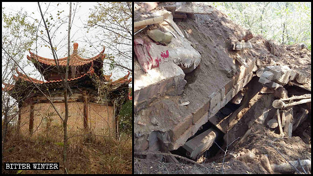 El Templo de Zushi emplazado en el distrito de Baota fue arrasado hasta los cimientos.