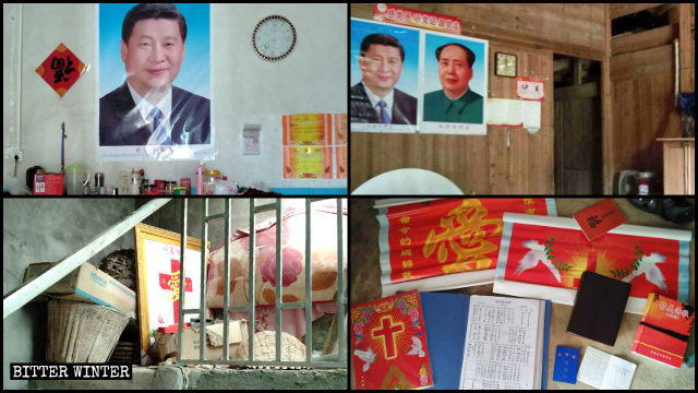 Los símbolos religiosos existentes en los hogares de cristianos de bajos recursos emplazados en las ciudades de Jiujiang y Nanchang de Jiangxi fueron reemplazados por imágenes de Xi Jinping y Mao Zedong.