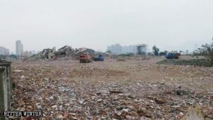 El templo budista de la ciudad de Zhuangyuan quedó en ruinas.