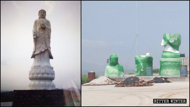 La estatua situada en el Templo de Fuquan fue demolida en el mes de agosto.