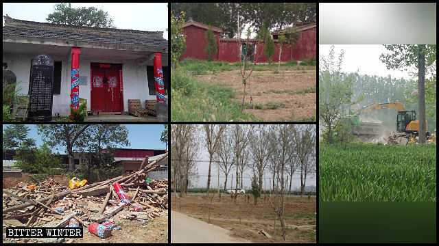 A lo largo de toda la provincia de Henán se destruyeron templos pertenecientes a la religión popular.