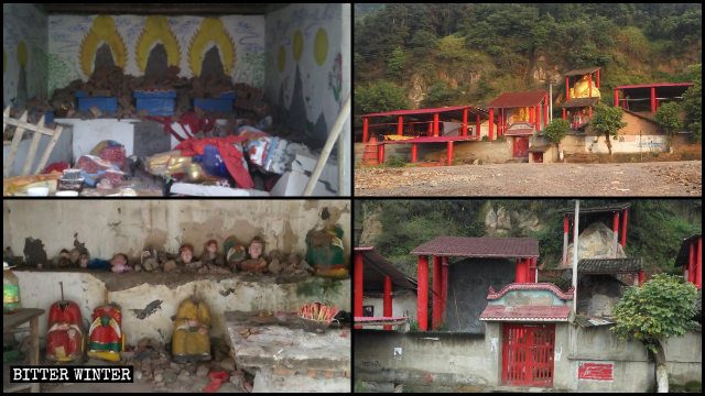 Estatuas budistas de diferentes tamaños fueron destruidas en la ciudad de Luzhou.