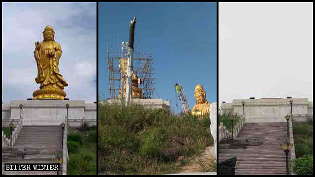 La estatua de Kwan Yin que se encontraba situada en la cima de la montaña cercana al Templo de Longyun.